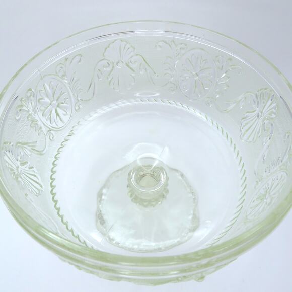 Vintage Pressed Glass Pedestal Bowl Floral Scroll Pattern EAPG Style Candy Dish - Picture 7 of 14